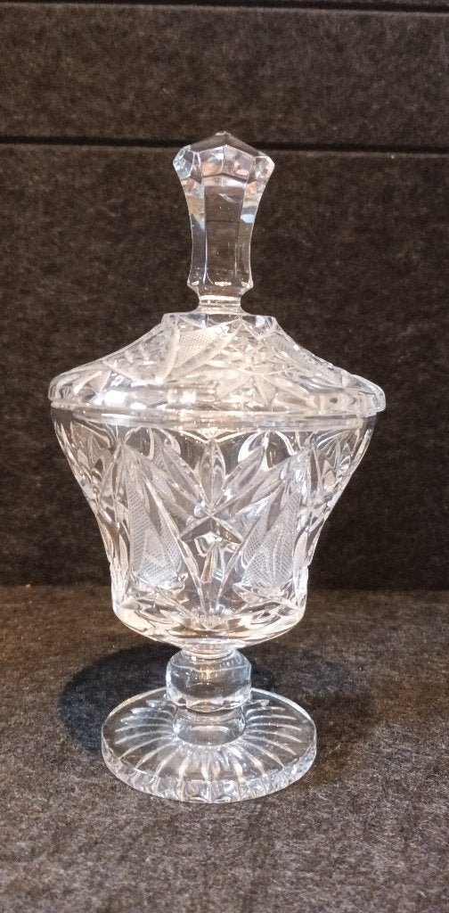 Vintage kristallen bonbonnière met deksel, mid-century, Antiek en Kunst, Ophalen of Verzenden