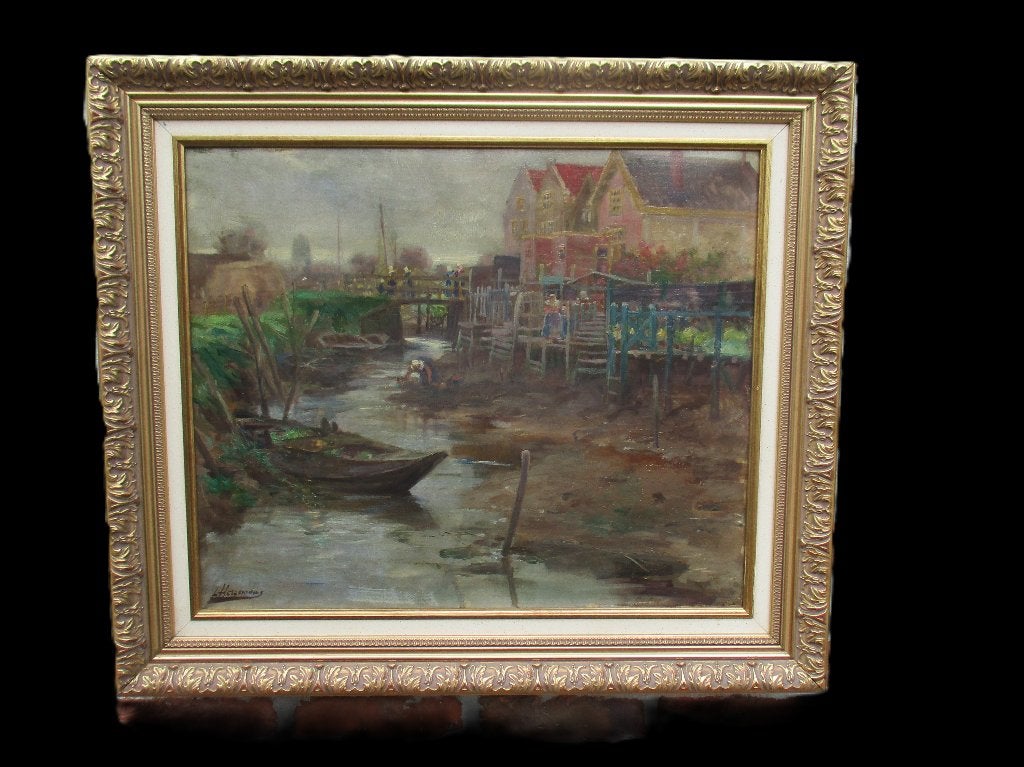 Lievin Herremans ( 1858 - 1931)Wasdag in Zeeland, Antiek en Kunst, Doek, Realistisch, Ophalen of Verzenden, Gesigneerd