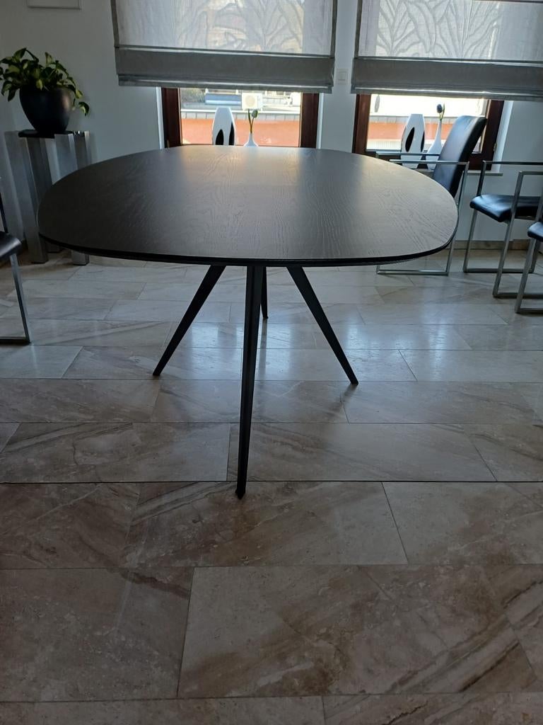 Antracietgrijze eikenhouten woonkamertafel (200x110 cm), Ophalen, 100 tot 150 cm, Eikenhout, 200 cm of meer