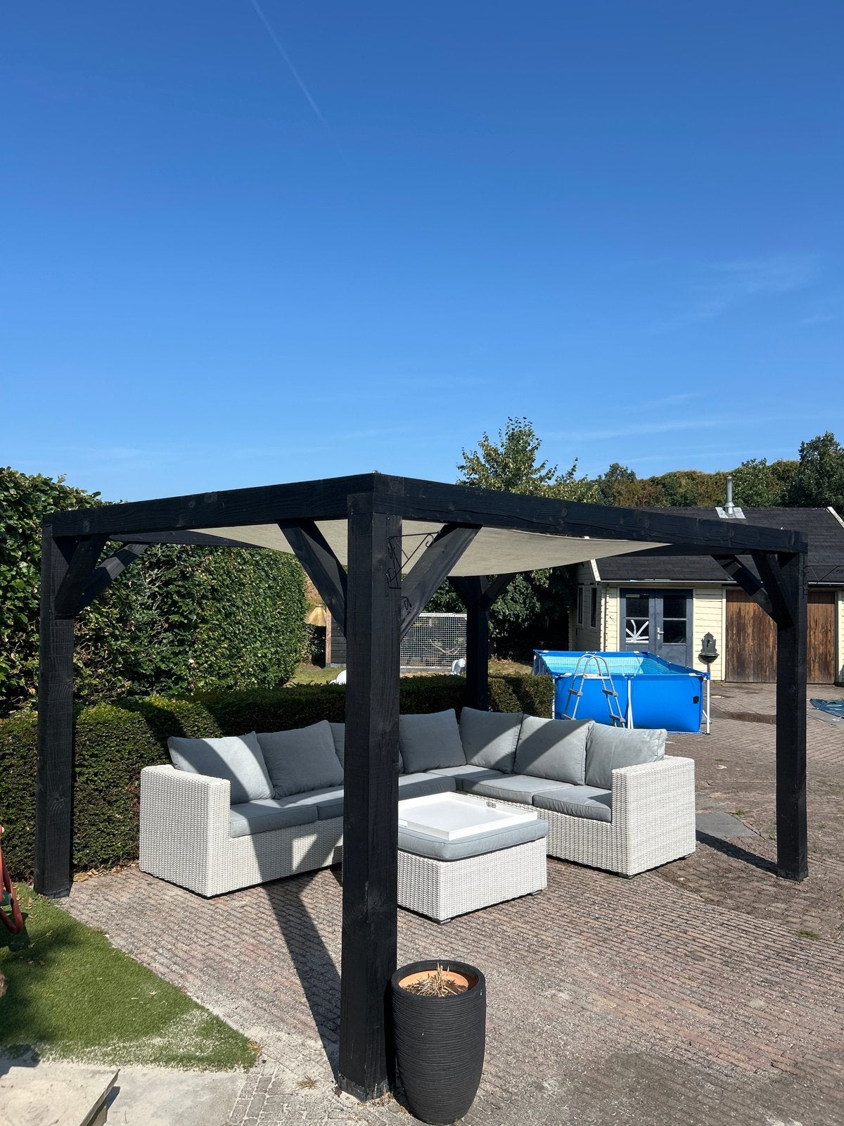 Zwarte Pergola 3x4m - Zo goed als nieuw, Tuin en Terras, Tuinsets en Loungesets, Ophalen, Meer dan 8 zitplaatsen, Zo goed als nieuw