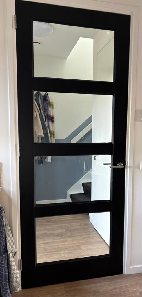 Stompe massief houten deur, Ophalen, Gebruikt, 80 tot 100 cm, 215 cm of meer