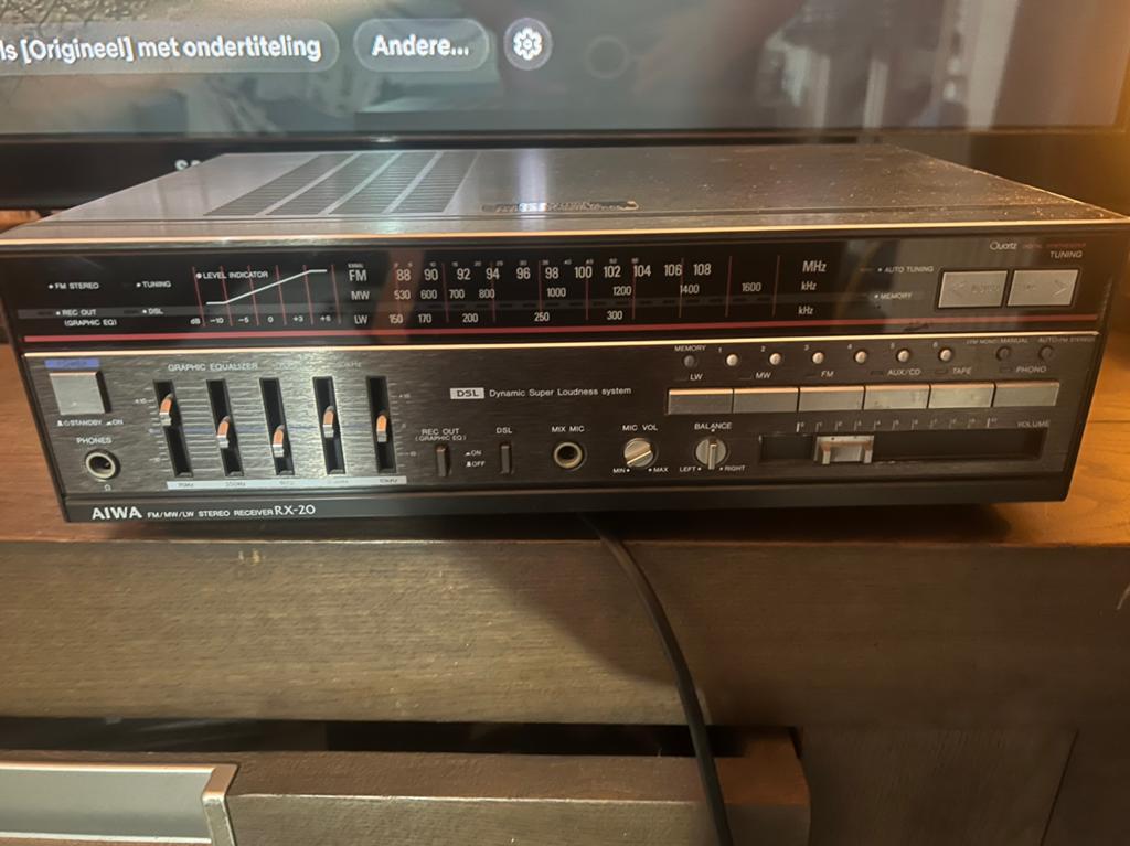 AIWA RX-20E Stereo Receiver met Grafische Equalizer, Overige merken, Gebruikt, Ophalen of Verzenden, Minder dan 60 watt