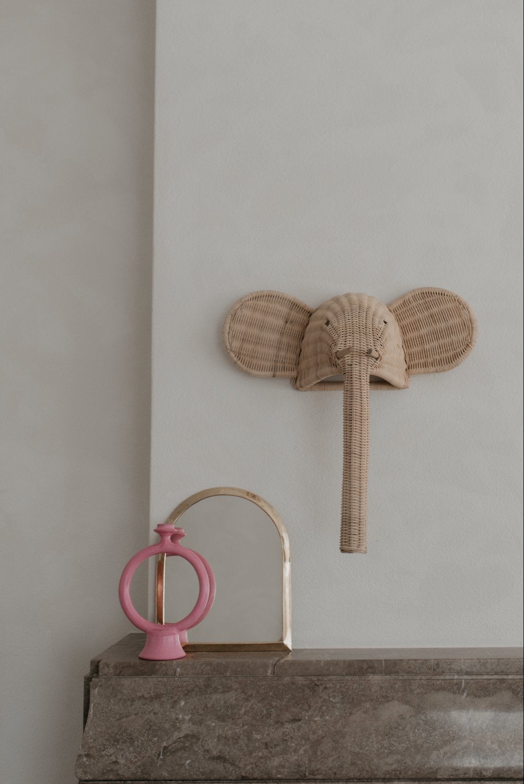 Rotan olifantenkop wanddecoratie, Ophalen, Nieuw