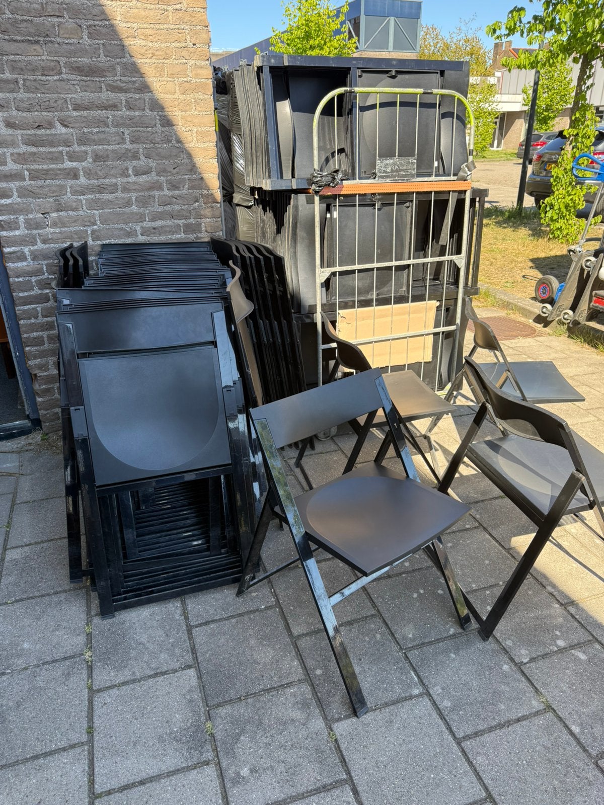 Partij van 180x ‘P08’ design klapstoel, Tecno ‘90, Tecno, Inklapbaar, Ophalen of Verzenden, Zo goed als nieuw