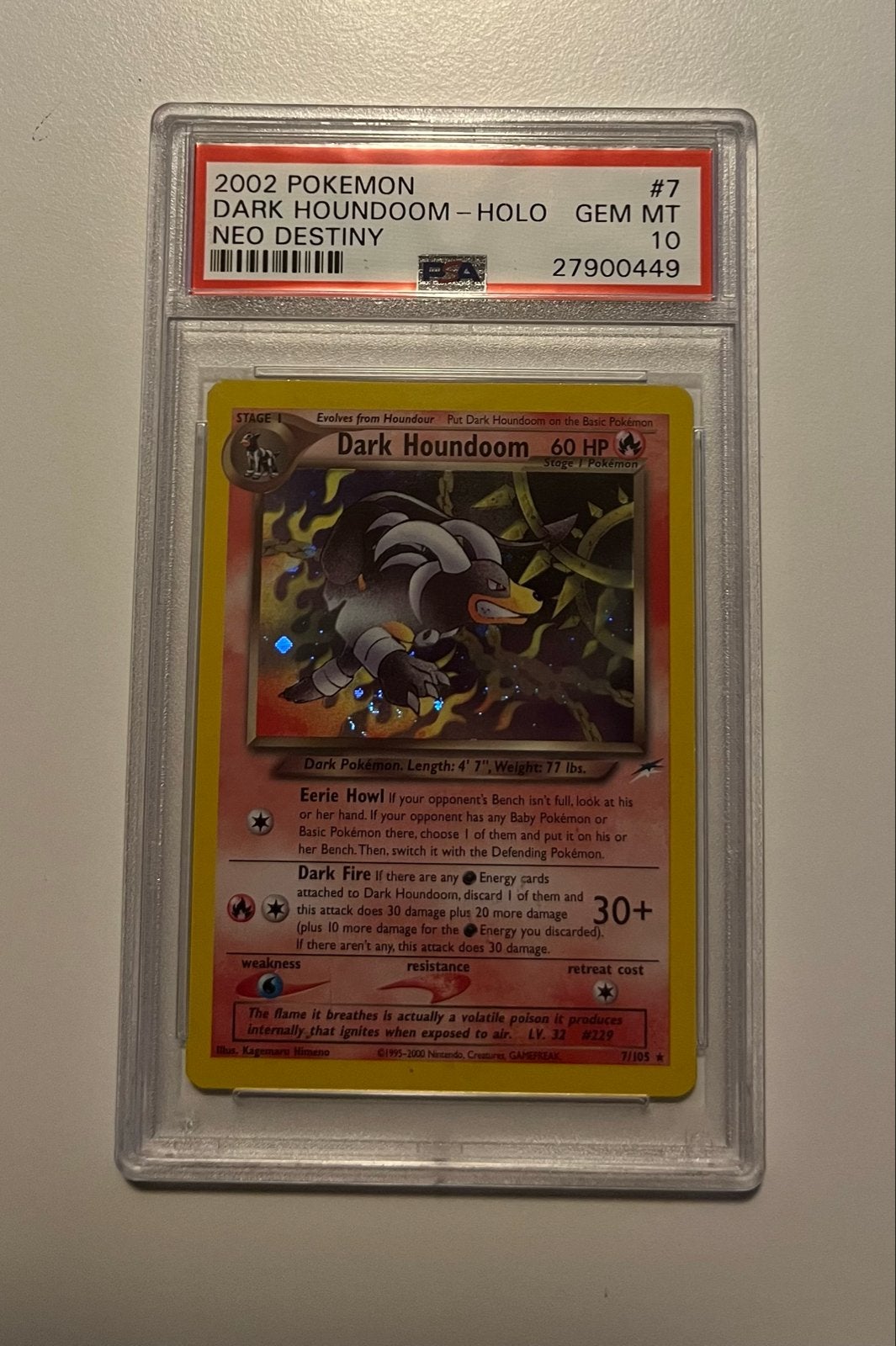 Dark Houndoom 7/105 - POP 47 - Neo Destiny - PSA 10, Ophalen of Verzenden, Nieuw, Losse kaart, Foil