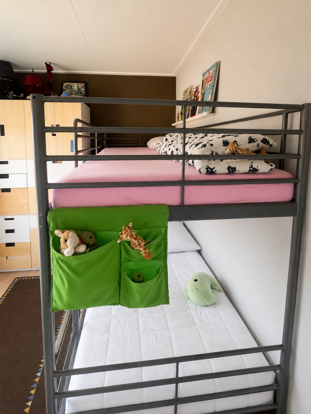 Stevig metalen stapelbed - Ikea, Huis en Inrichting, Ophalen, Gebruikt, 90 cm, 160 tot 180 cm