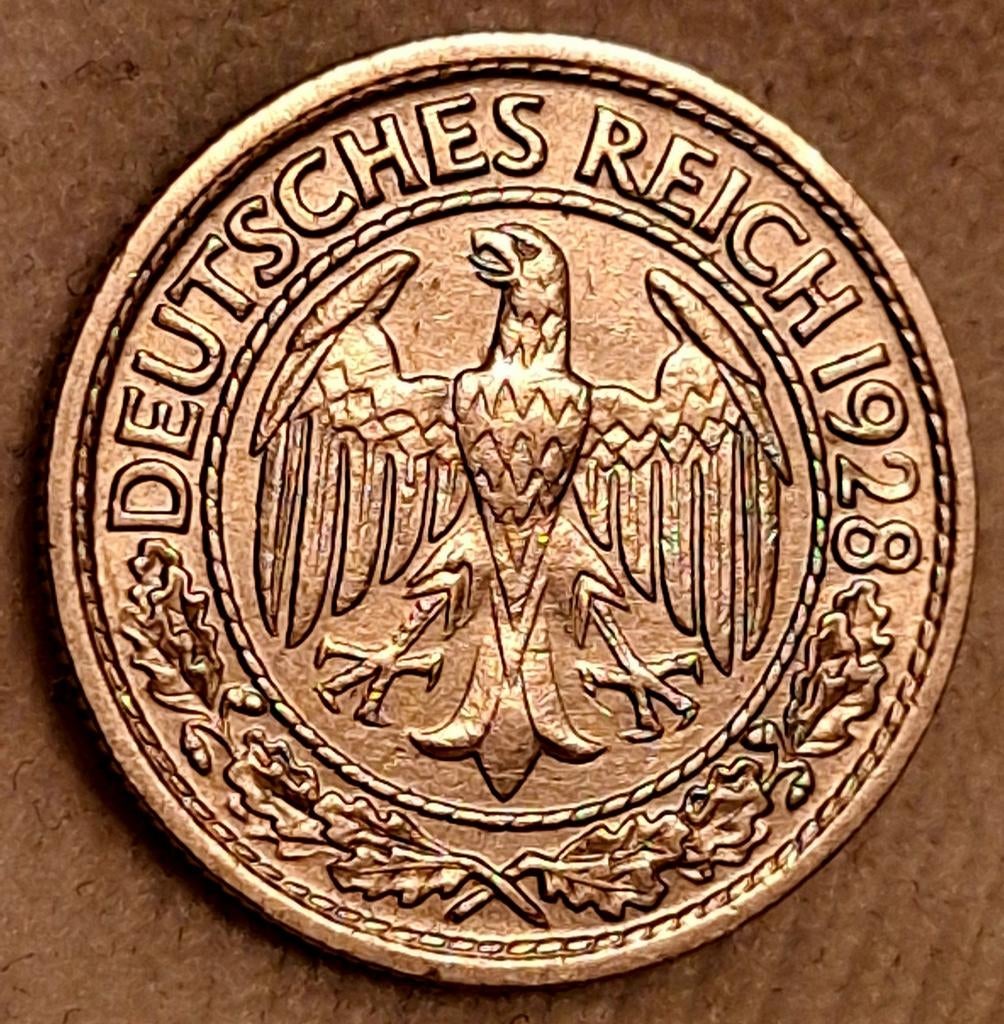 Duitse 50 Reichspfennig munt 1928, Postzegels en Munten, Munten | Europa | Niet-Euromunten, Verzenden, Duitsland, Losse munt
