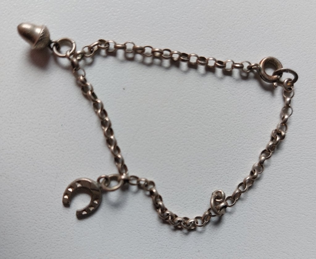 Brocante bedelarmband baby., Ophalen of Verzenden, Zilver, Armband