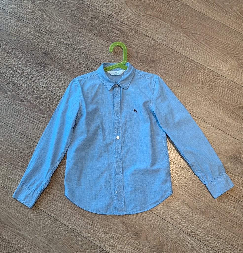 Lichtblauw overhemd, H&M, maat 134, Ophalen, H&M, Overhemd of Blouse, Zo goed als nieuw