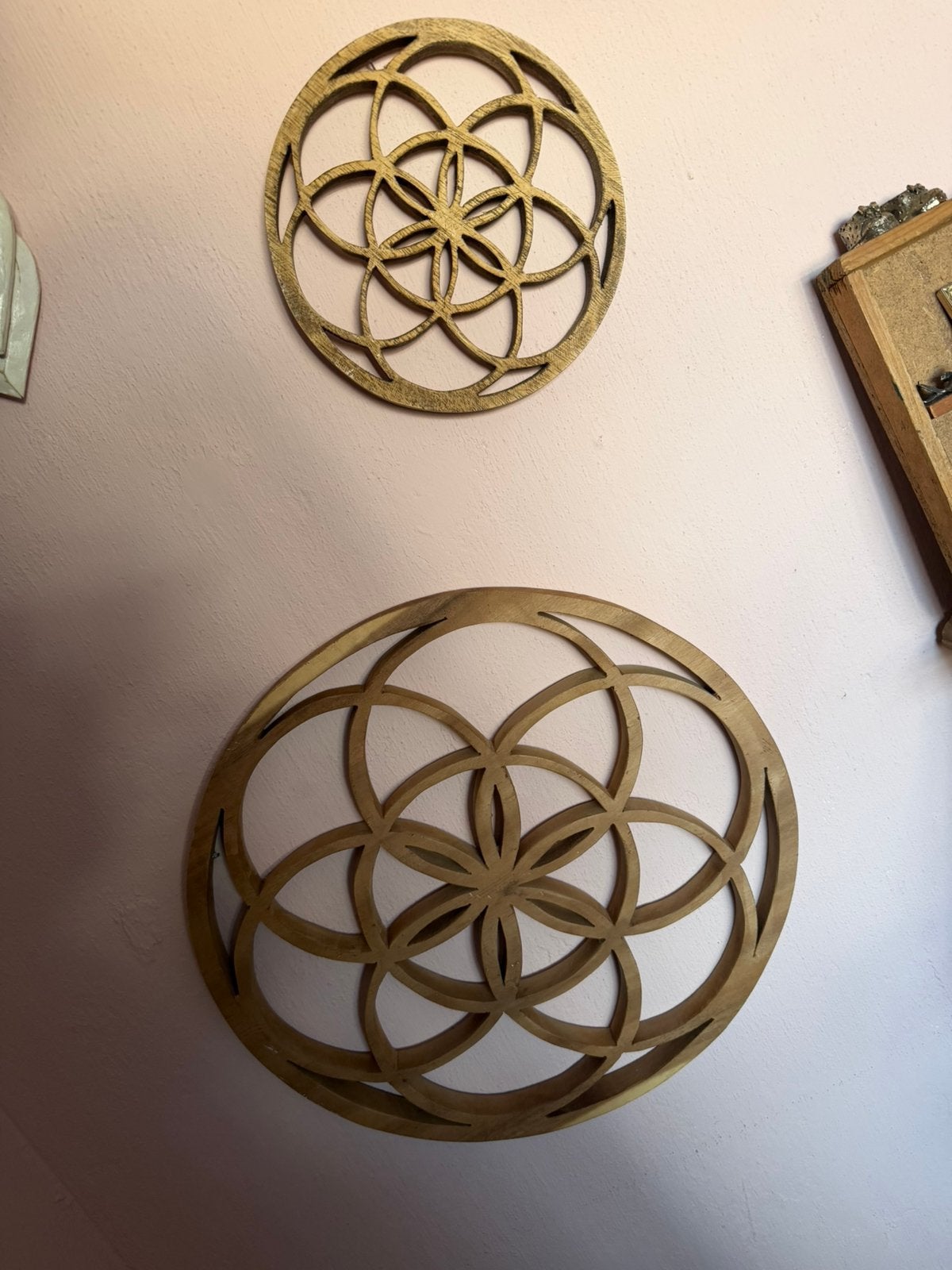 2X Houten Mandala’s (1X 40/1X 20cm), 40 cm, Hout, Nieuw, Ophalen of Verzenden