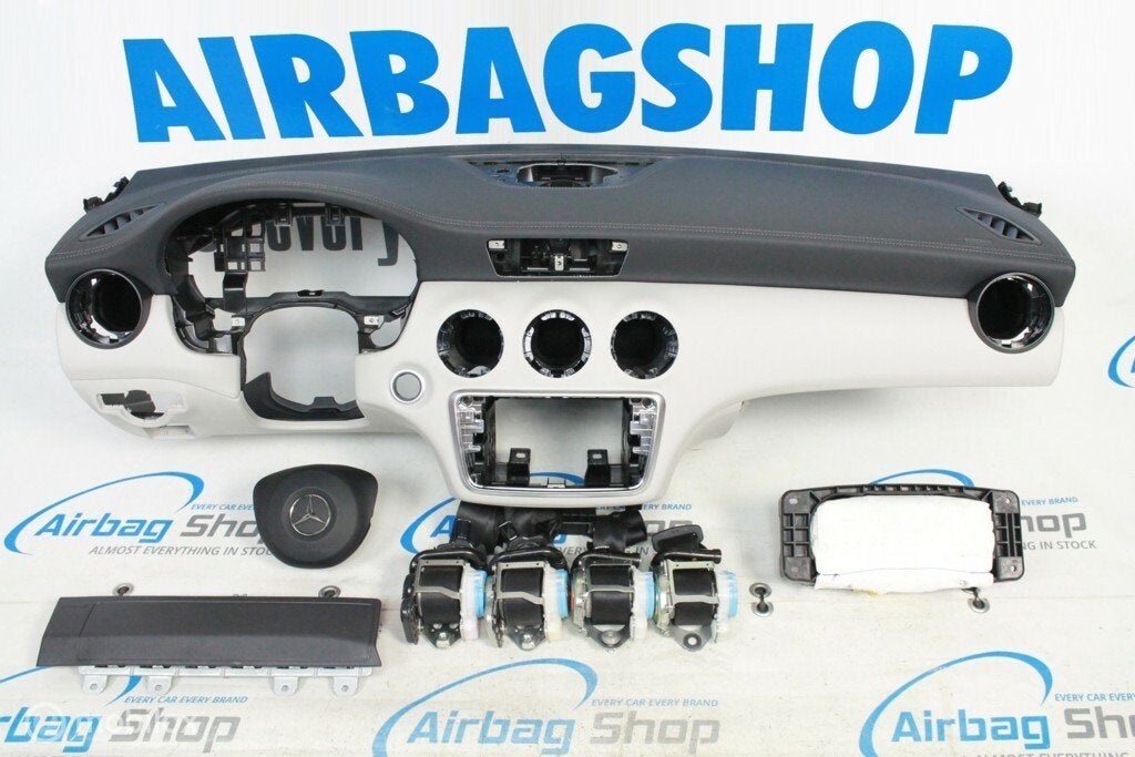 Airbag set – Dashboard leer zwart/beige facelift MB A W176, Gebruikt, Ophalen of Verzenden