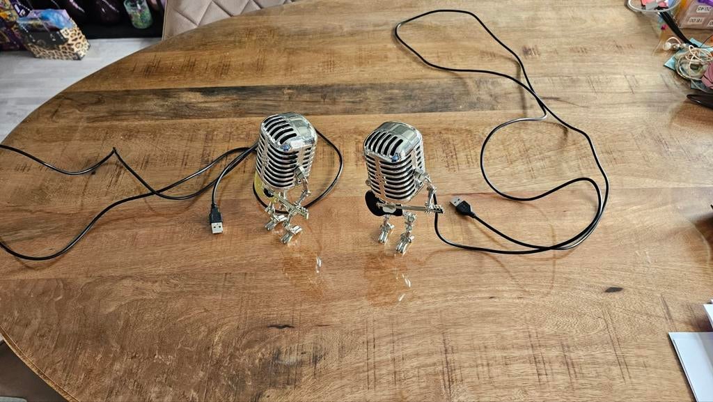 2 Unieke USB-microfoonrobotjes - Decoratie/Gadget, Muziek en Instrumenten, Microfoons, Gebruikt, Overige typen, Ophalen of Verzenden