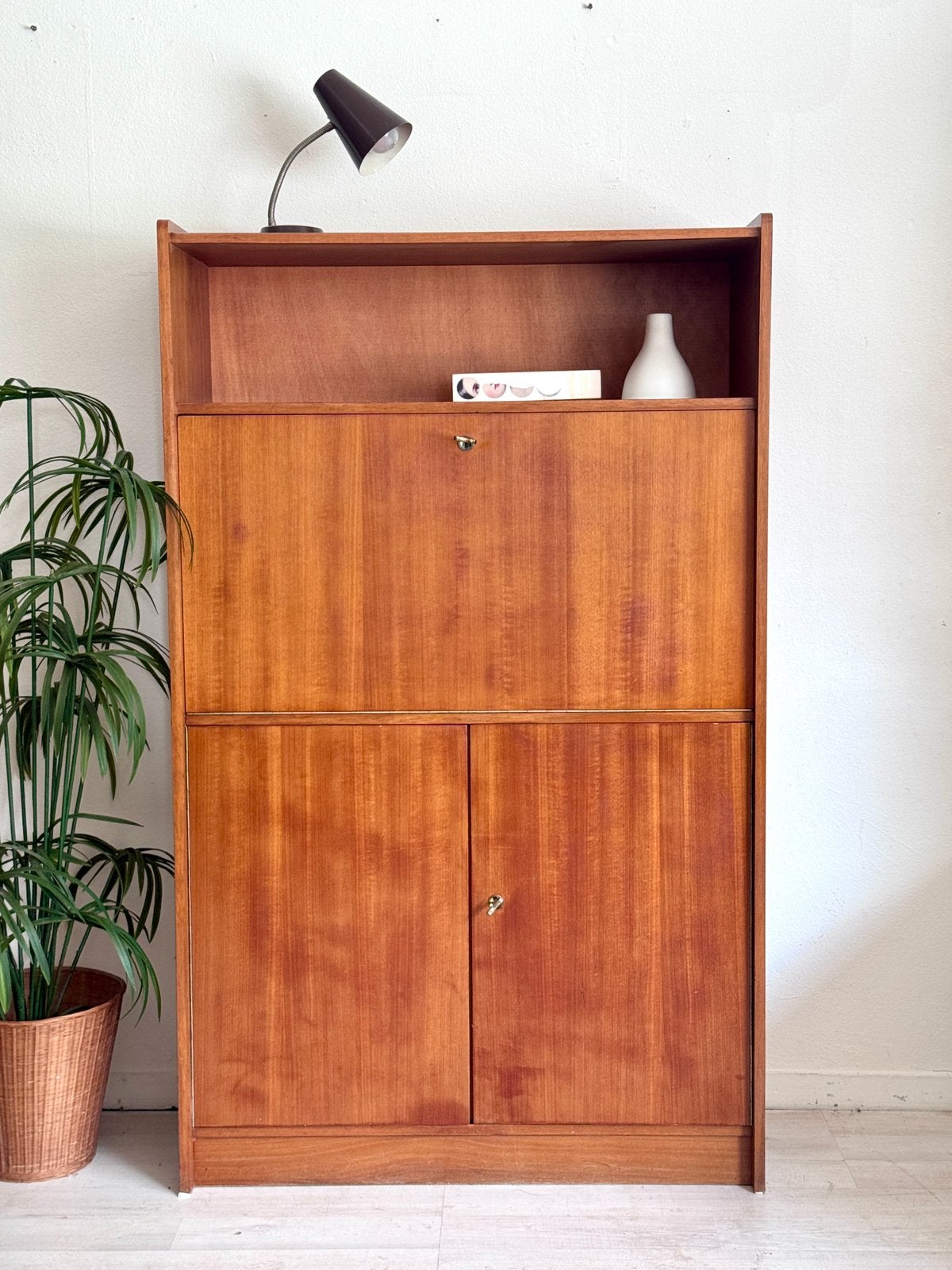 Vintage secretaire kast teak jaren 60, Gebruikt, X, Vintage midcentury, Ophalen of Verzenden