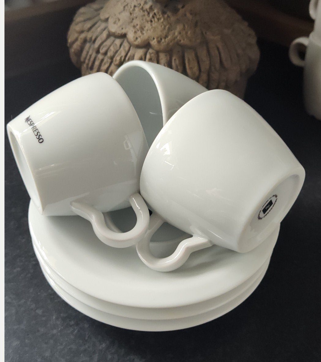 3 x Nespresso Lungo kop en schotels, Ophalen of Verzenden, Overige stijlen, Kop(pen) en/of Schotel(s), Glas