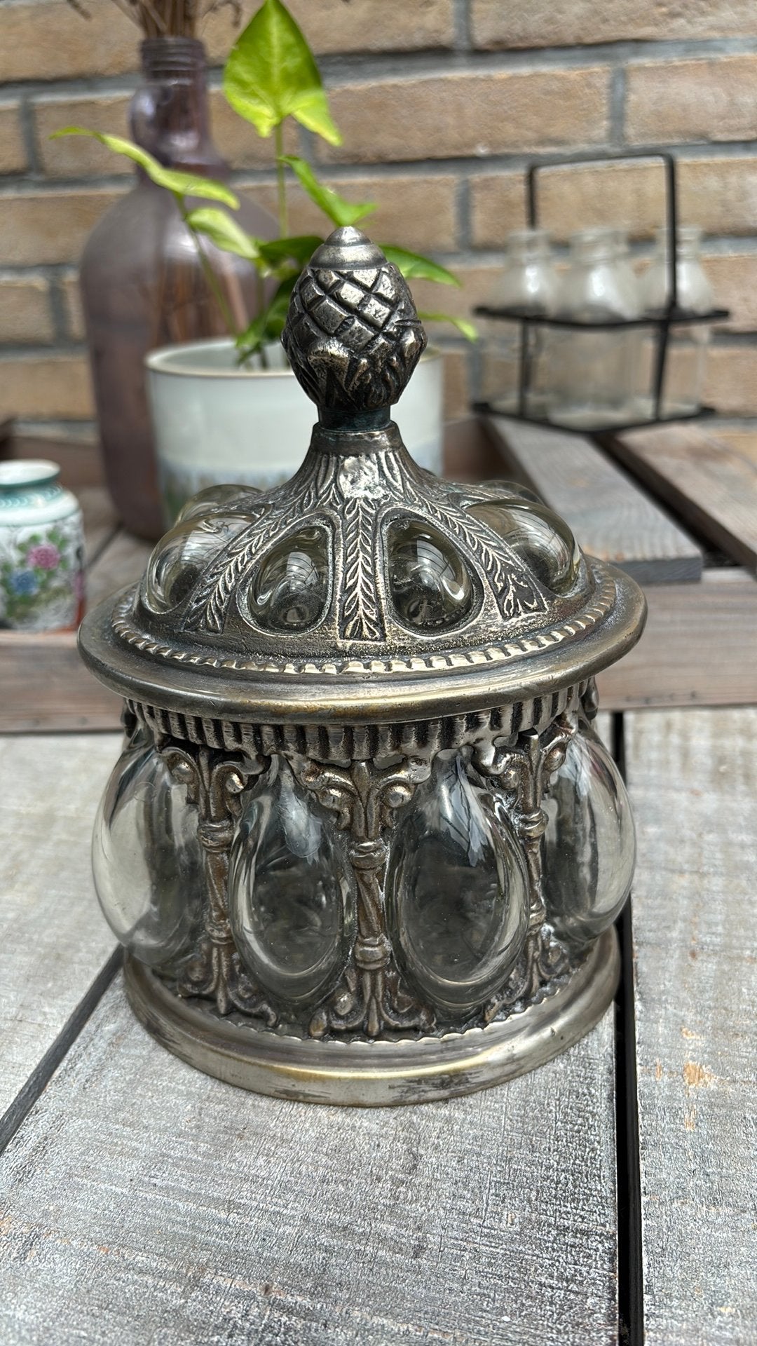 Apothekerspot van Messing met handgeblazen bolglas, Antiek en Kunst, Ophalen