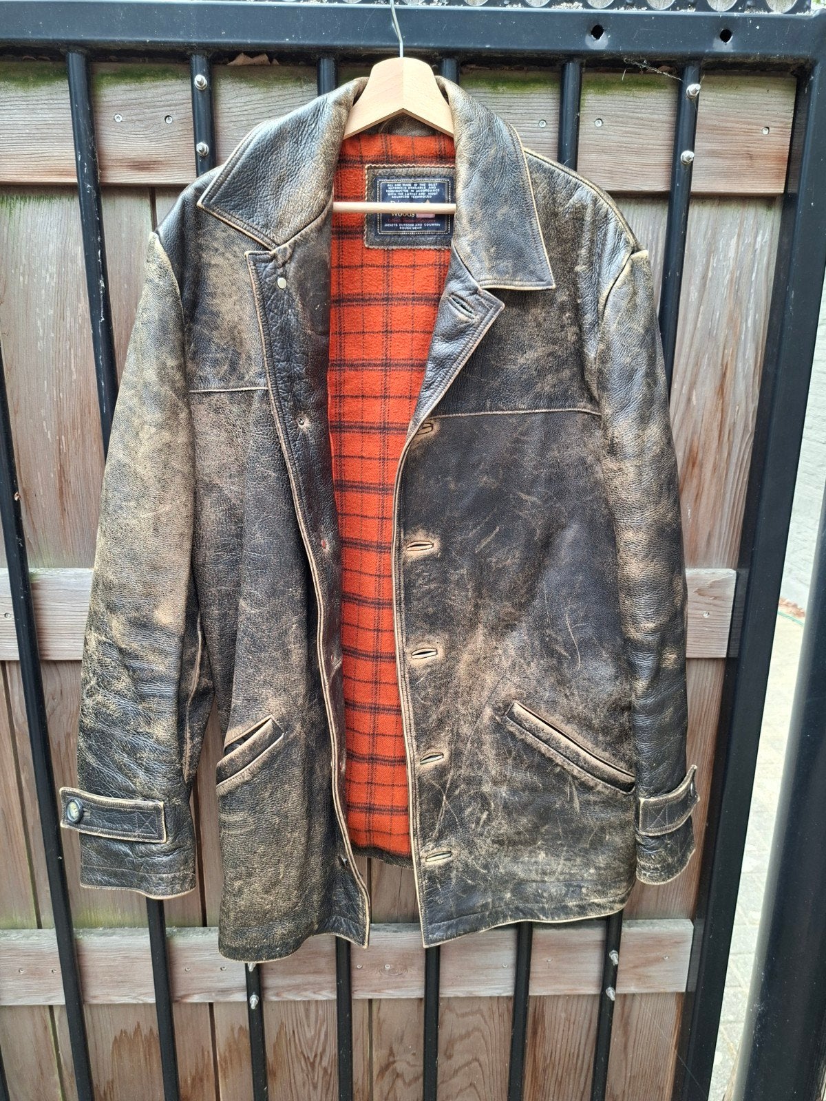 Leren River Woods jas maat L, Maat 52/54 (L), Bruin, Ophalen of Verzenden, Zo goed als nieuw