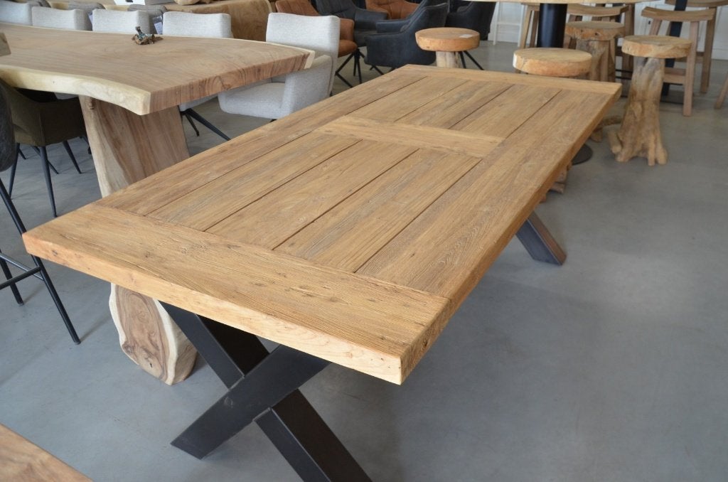 Teak tuintafel 200 cm - X of U poot, Huis en Inrichting, Teakhout, Rechthoekig, Nieuw, 200 cm of meer