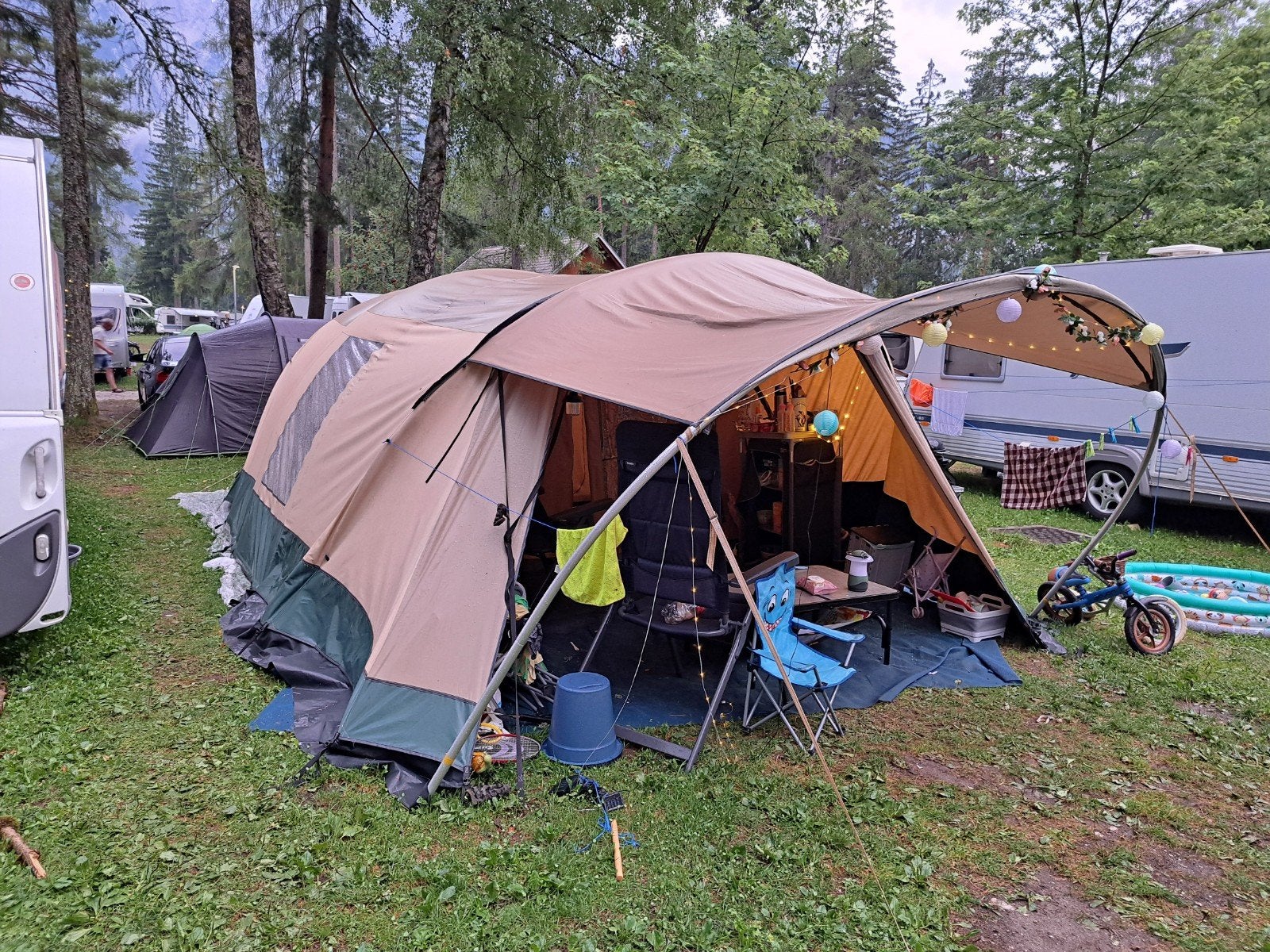 Baco tunneltent 390, Caravans en Kamperen, Ophalen, Gebruikt