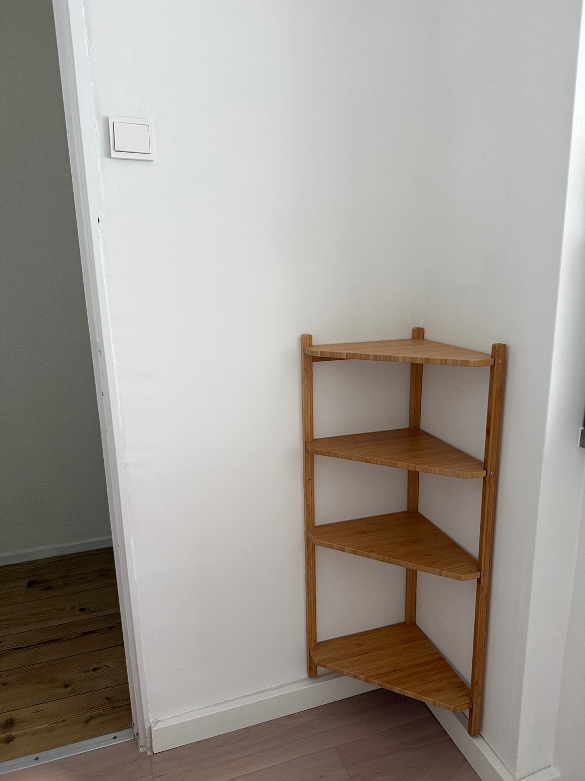 Hoek stellingkast bamboe, Ophalen, Zo goed als nieuw