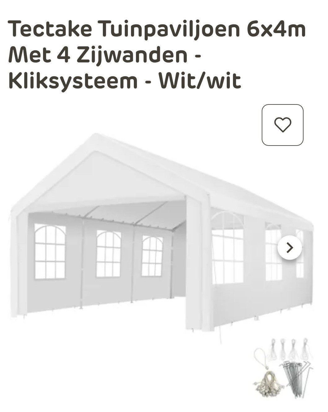 Partytent 6x4 met 4 zijwanden, kliksysteem, 1x gebruikt, Tuin en Terras, Partytenten, Ophalen, Zo goed als nieuw, Minder dan 5 meter
