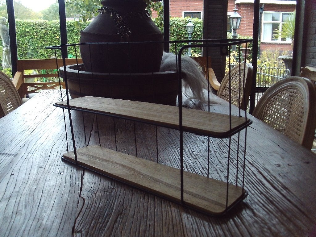 Metalen Wandrek/etagere met 2 planken - 48x29x12 cm, Rek/stellage, Gebruikt, Met ophangsysteem, Metaal