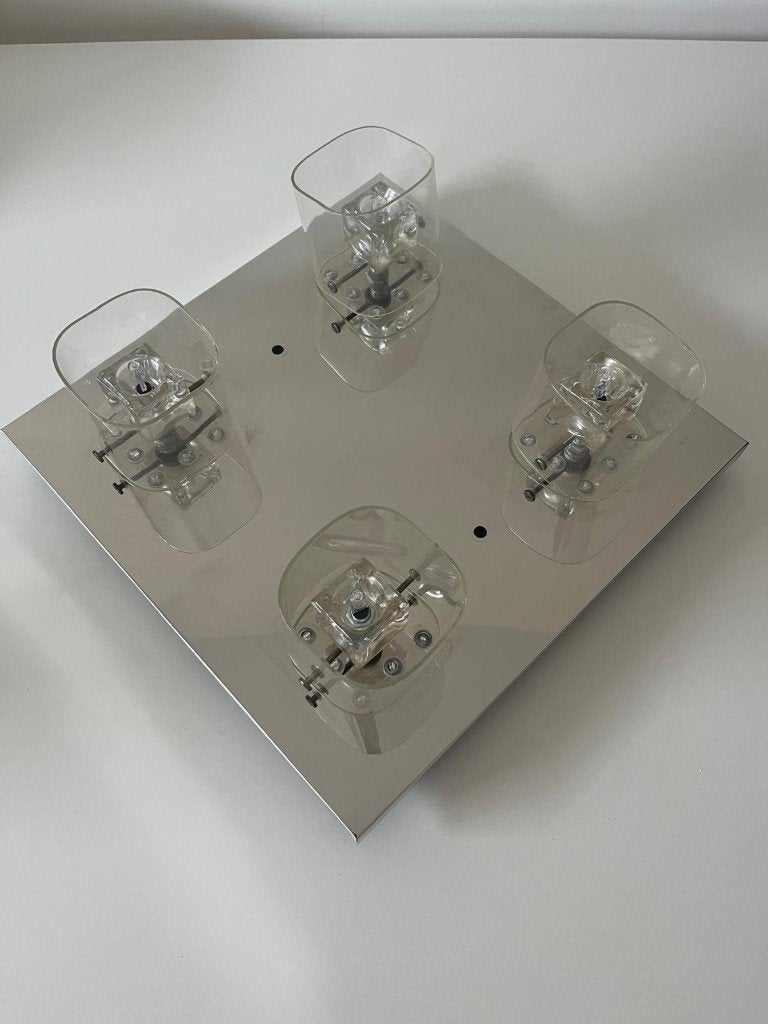 Paddie 4-L Plafondlamp Glas - Incl. 4x G4 Multi-Color Sfeer, Zilver, Gebruikt, Modern, 34 cm