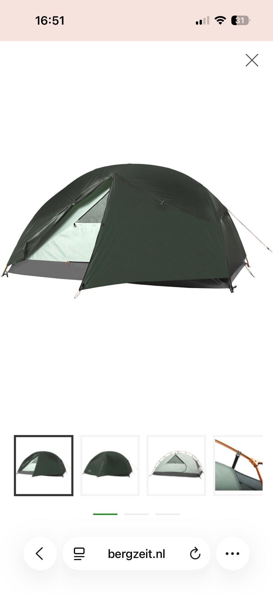 Kaikkialla Porras 2 Tent - 2-persoons koepeltent, Caravans en Kamperen, Ophalen of Verzenden, Zo goed als nieuw, Tot en met 2