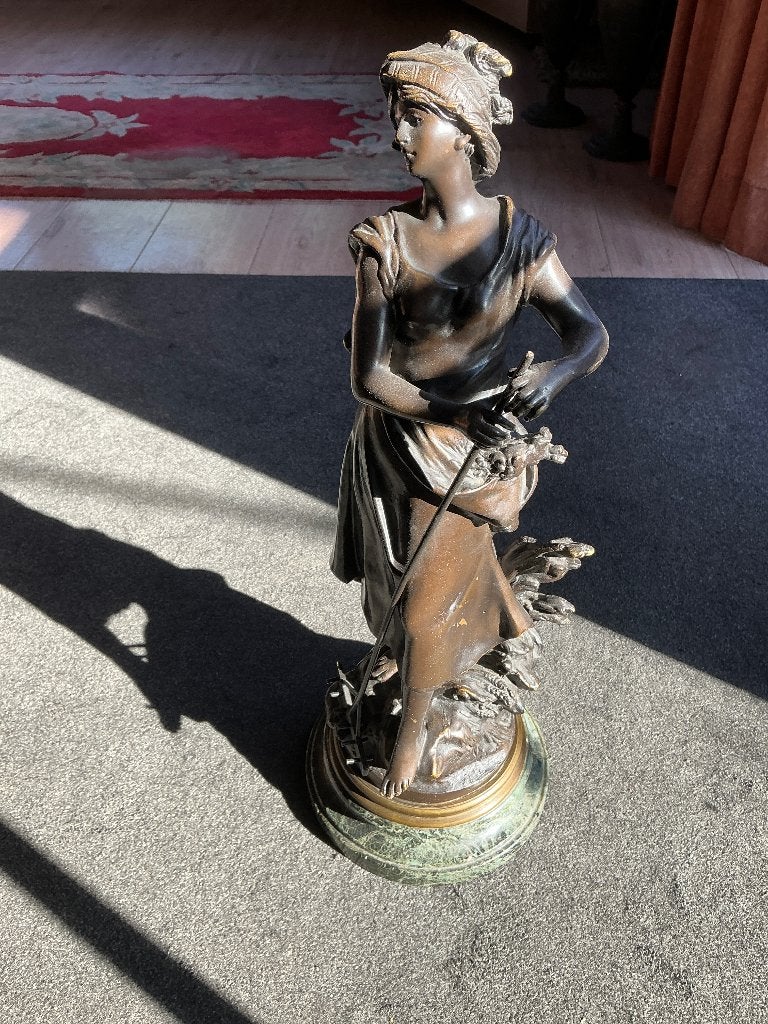 Bronzen beeld August Moreau, Ophalen, Gepatineerd, 50 - 100 cm, Brons
