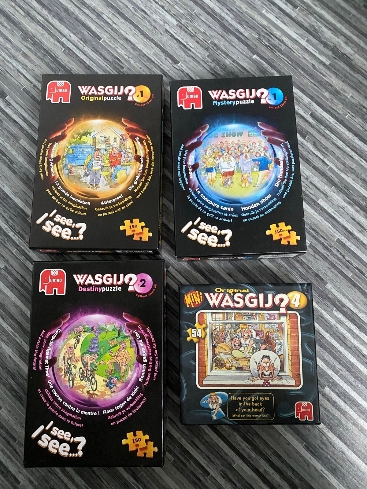Wasgij Puzzels - 4 stuks - Origineel, Mystery, Destiny, Mini, Ophalen, Minder dan 500 stukjes, Gebruikt, Legpuzzel