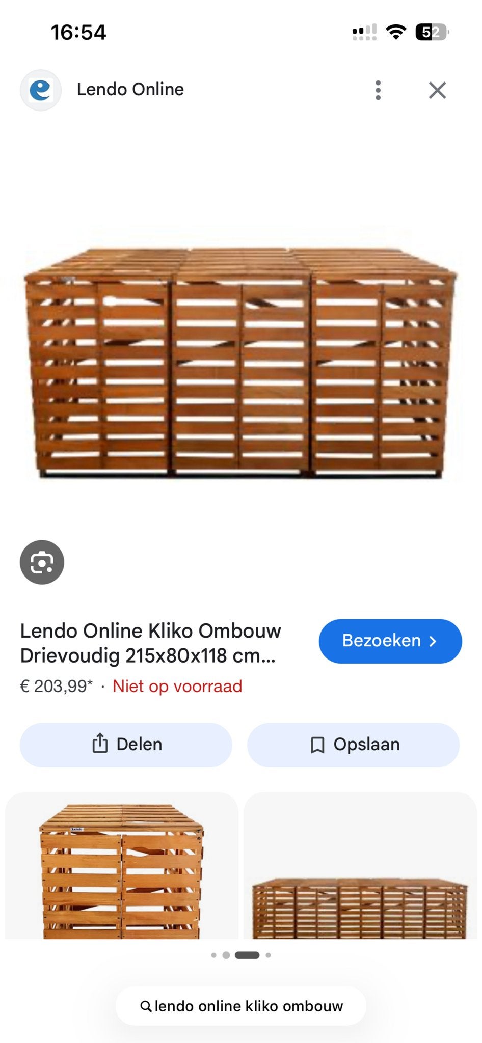 Houten Kliko Ombouw - Drievoudig, Ophalen, Nieuw, Hout, Containerberging