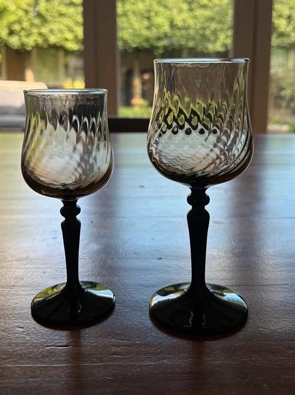 9 Luminarc Nocturne rookglas wijnglazen, Ophalen of Verzenden, Zo goed als nieuw, Overige typen