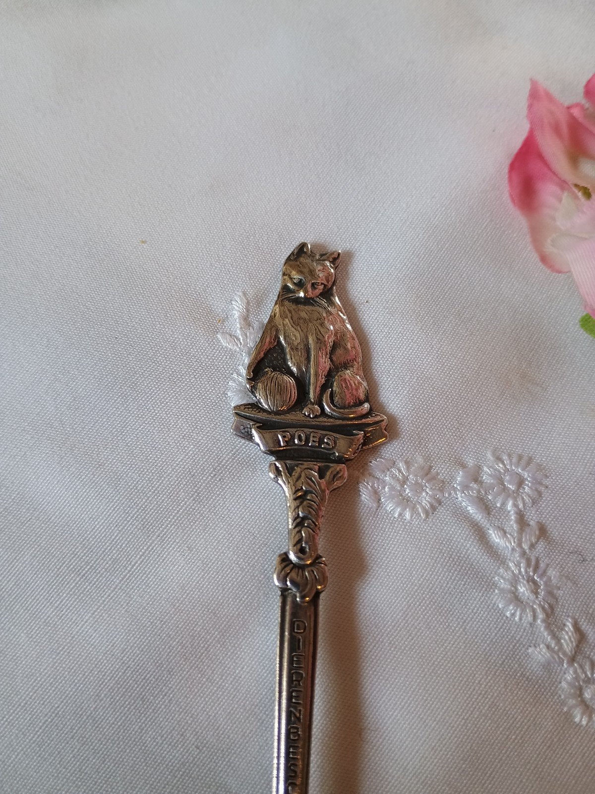 Oud poezen lepeltje - Dierenbescherming - poes, Antiek en Kunst, Ophalen of Verzenden
