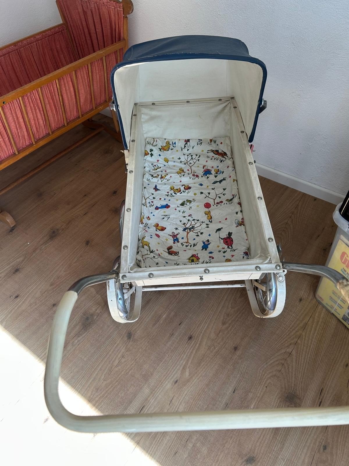 Vintage Kinderwagen - Crème met Blauwe Kap, Ophalen, Gebruikt, Kinderwagen, Overige merken