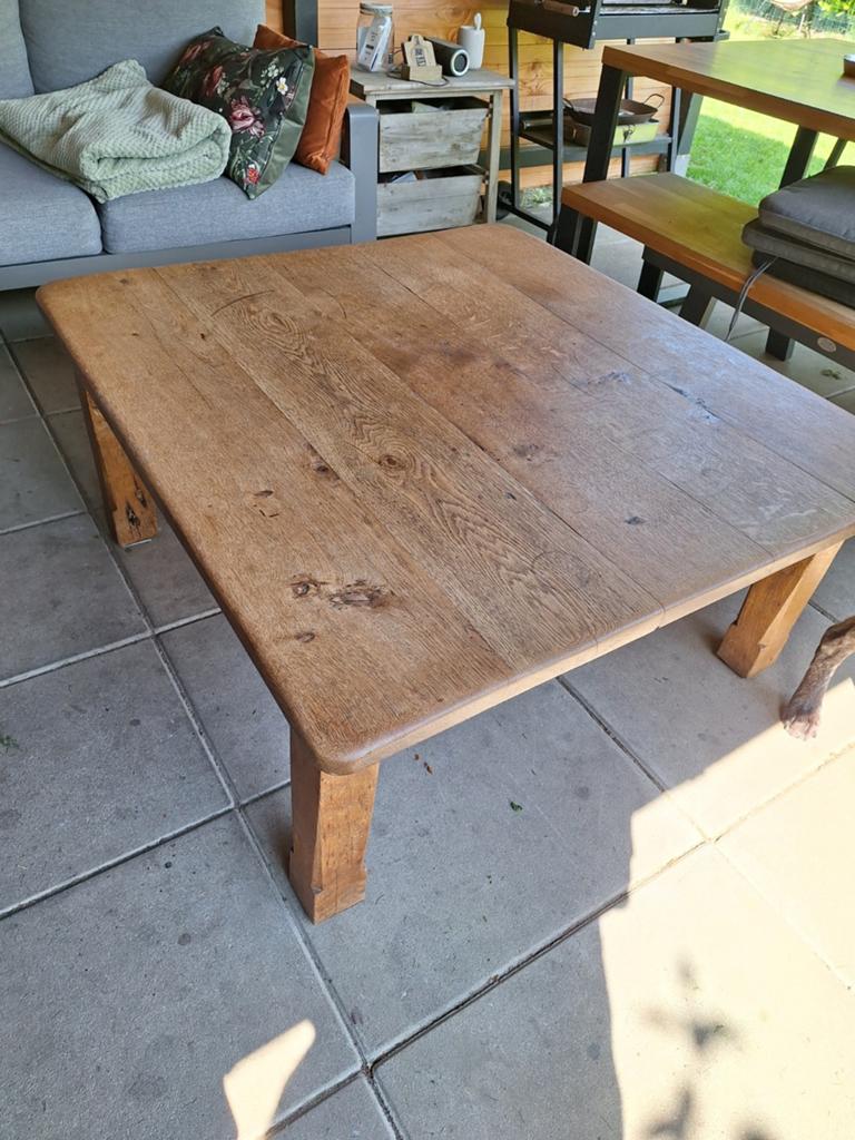 Robuuste eikenhouten salontafel, Ophalen, 100 tot 150 cm, Eikenhout, 50 tot 100 cm