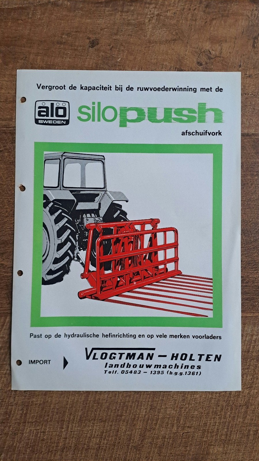 Oude folder SILOPUSH afschuifvork , hefinrichting, voorlader, Ophalen of Verzenden, Zo goed als nieuw, Folder