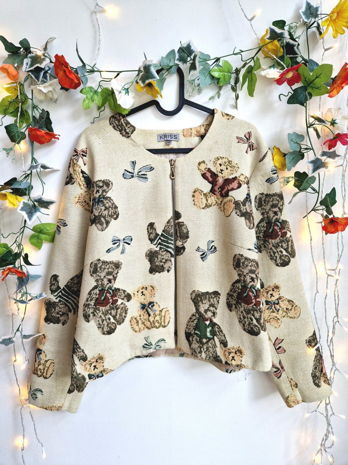 schattig vintage teddy beer tapestry jasje, Ophalen of Verzenden, Zo goed als nieuw, Maat 42/44 (L), Beige