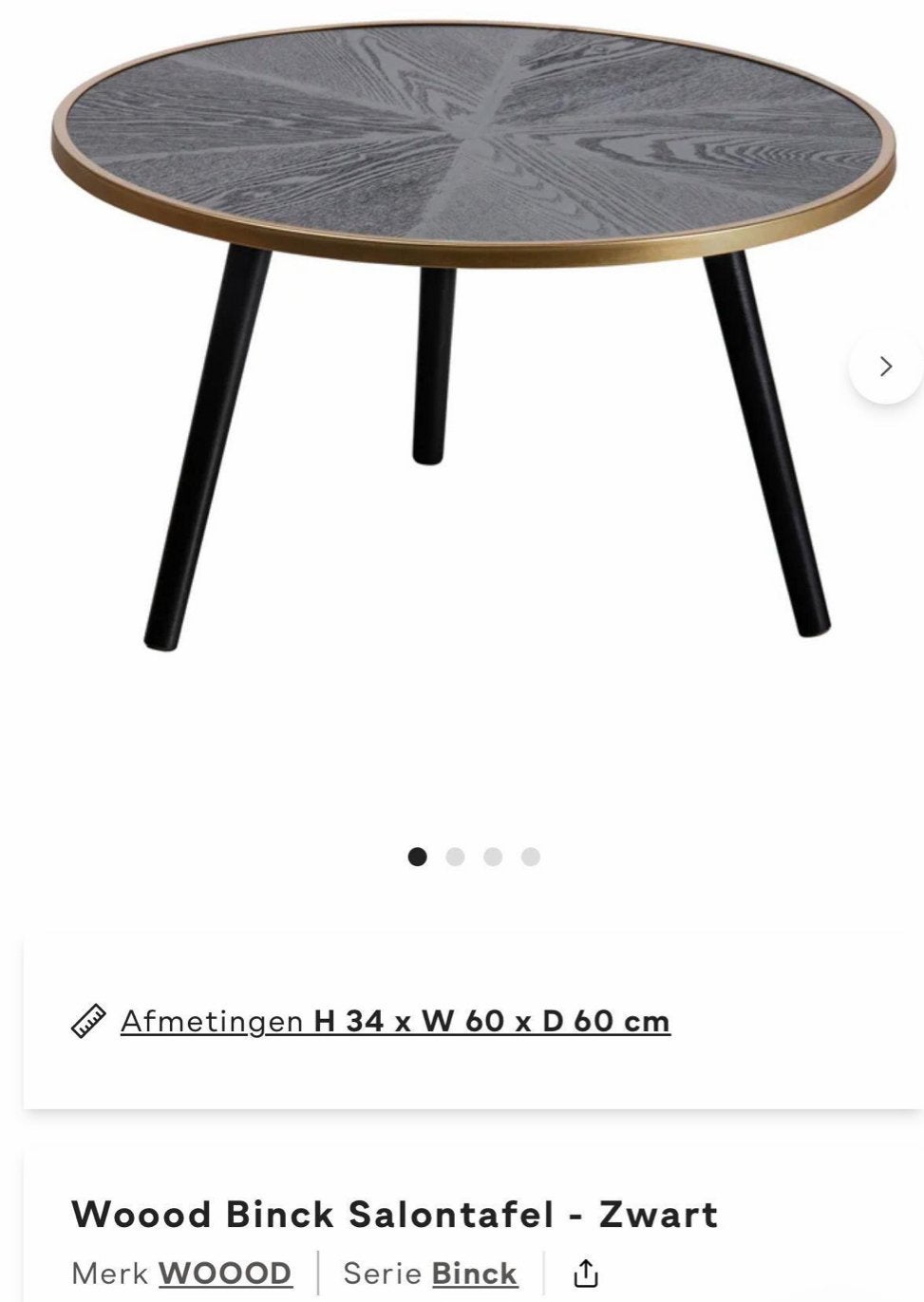 Stijlvolle Zwarte Salontafelset, Minder dan 45 cm, Rond, Zo goed als nieuw, Hout