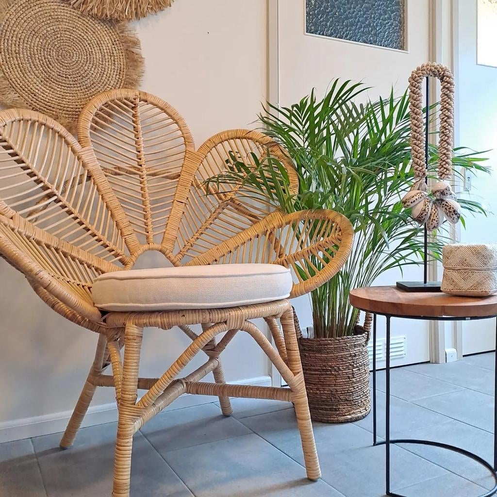 AANBIEDING Prachtige rotan stoel met bloemmotief en kussen, Ophalen, Overige kleuren, Www.ibizasfeer.nl, Nieuw
