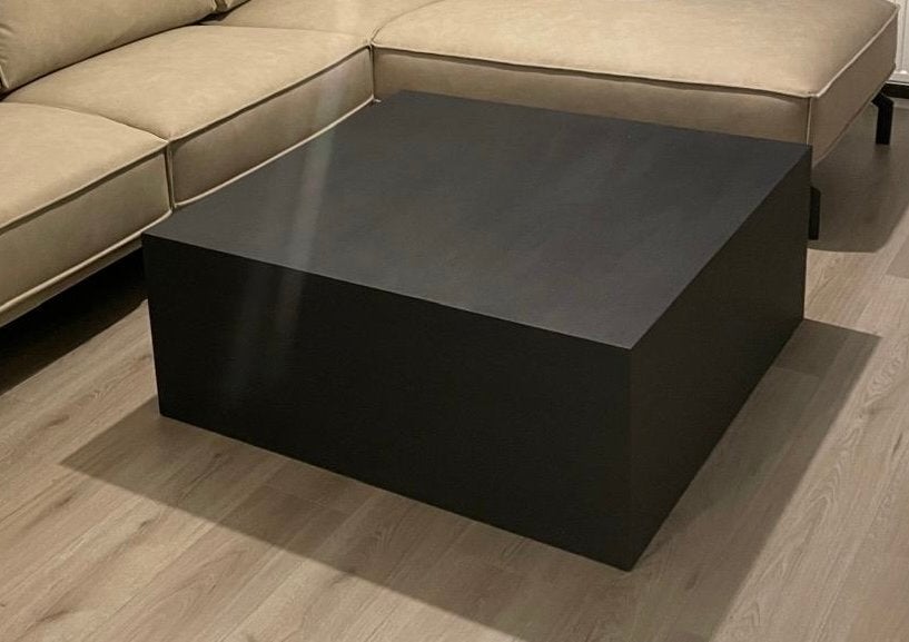 Zwarte Eikenhout Salontafel, Gebruikssporen zichtbaar, Ophalen, Gebruikt, 50 tot 100 cm, Vierkant