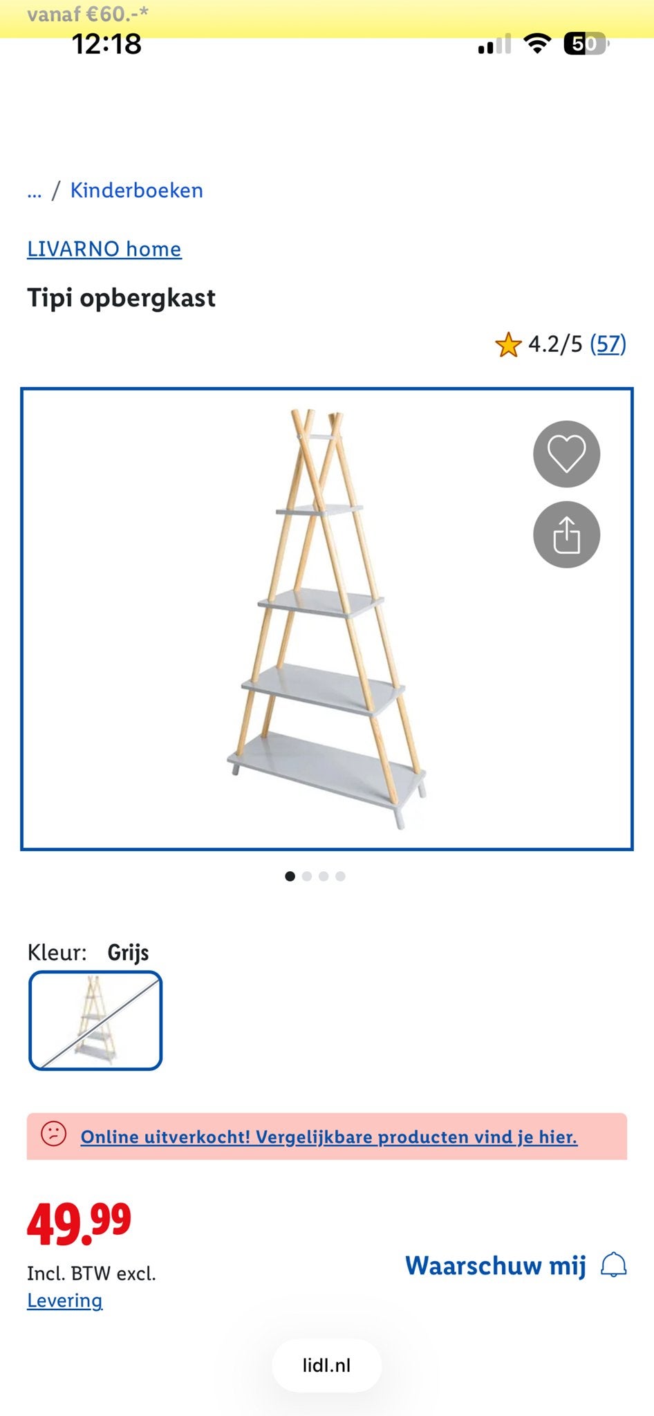 LIVARNO home Tipi opbergkast - Grijs, Ophalen, Zo goed als nieuw