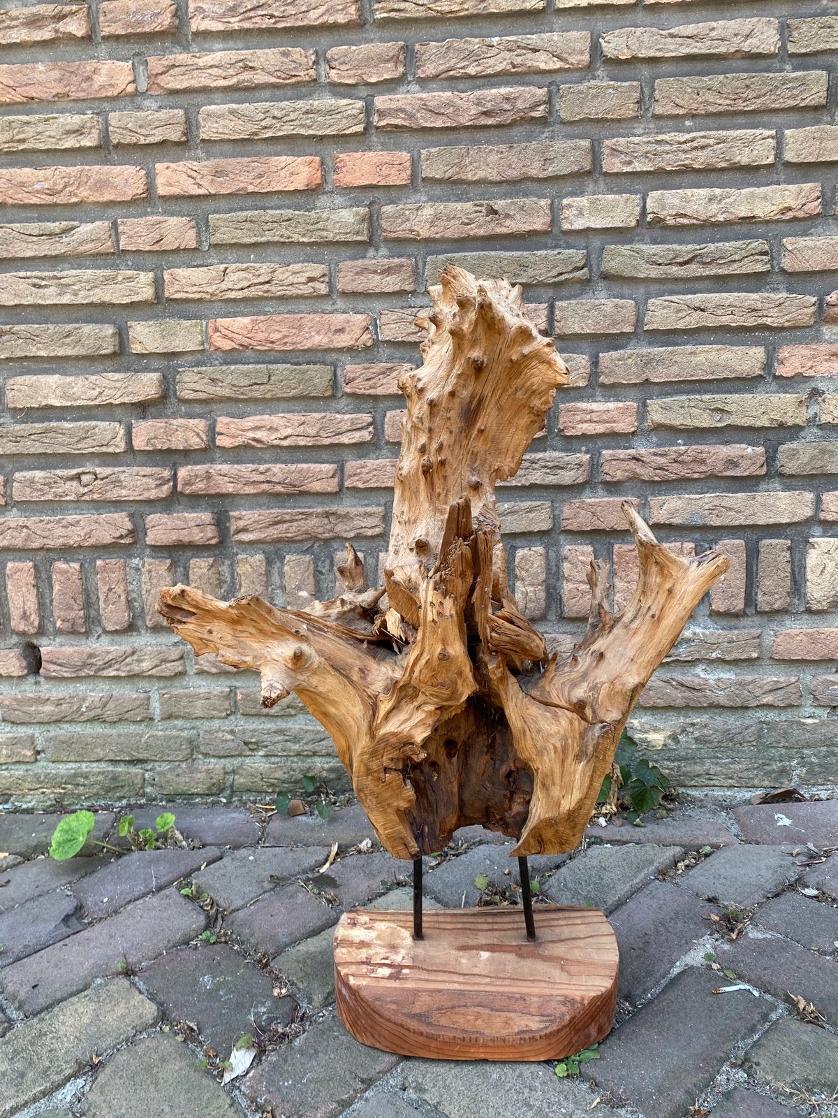 Stronk op voet, handgemaakt houtwerk, Ophalen of Verzenden, Gebruikt
