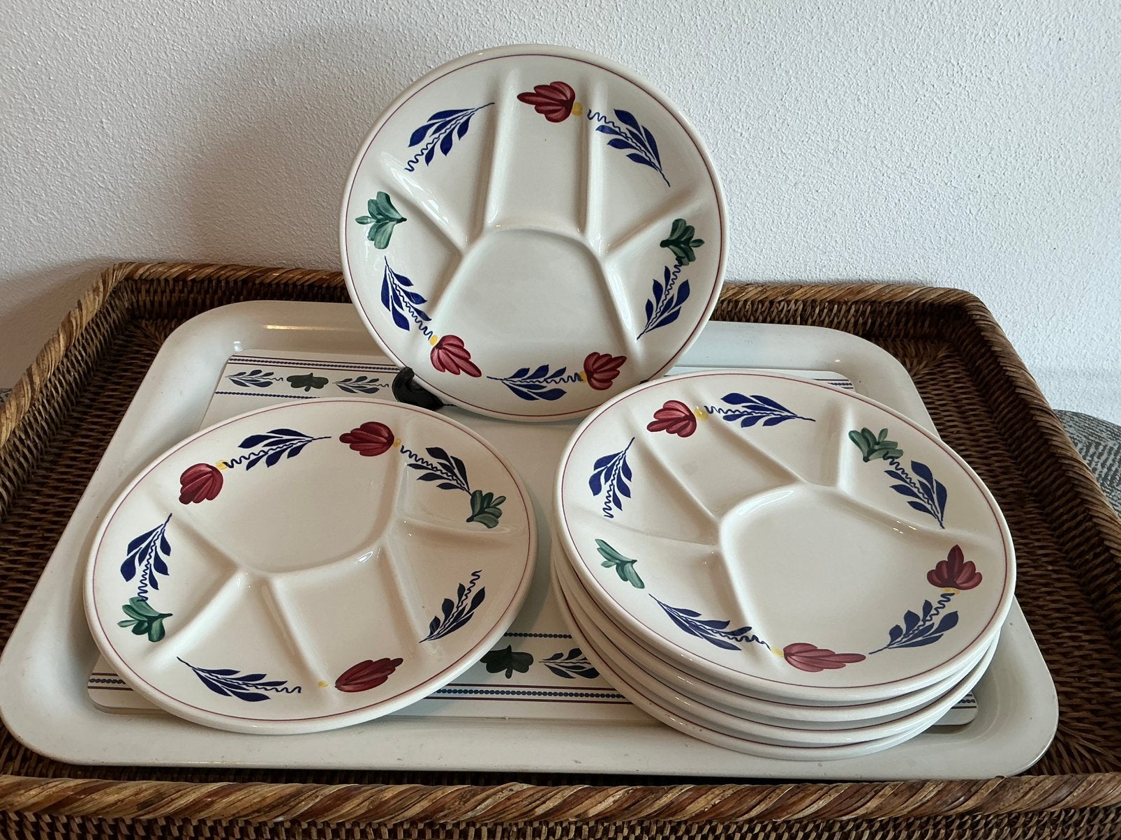 Boerenbont Boch België (Fondue /Gourmet/Barbecue borden), Ophalen of Verzenden, Zo goed als nieuw, Bord(en), Aardewerk