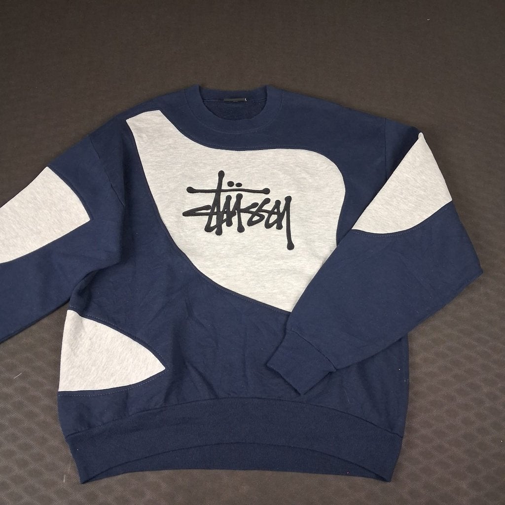 Stüssy sweater | Navy blauw/grijs | L, Maat 52/54 (L), Blauw, Stussy, Ophalen of Verzenden