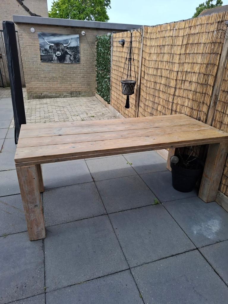 Steigerhout eettafel voor binnen of buiten, Ophalen of Verzenden, Rechthoekig, Hout