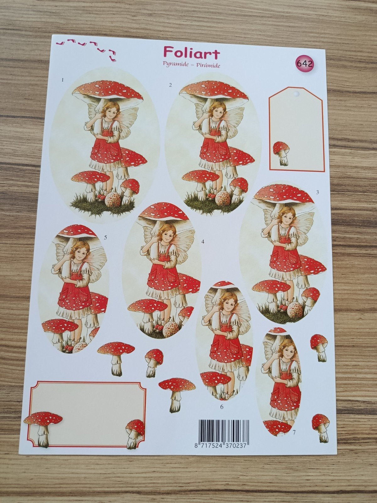 Piramide engel met paddestoel Knipvellen,, Ophalen of Verzenden, Nieuw, Natuur, Knipvel