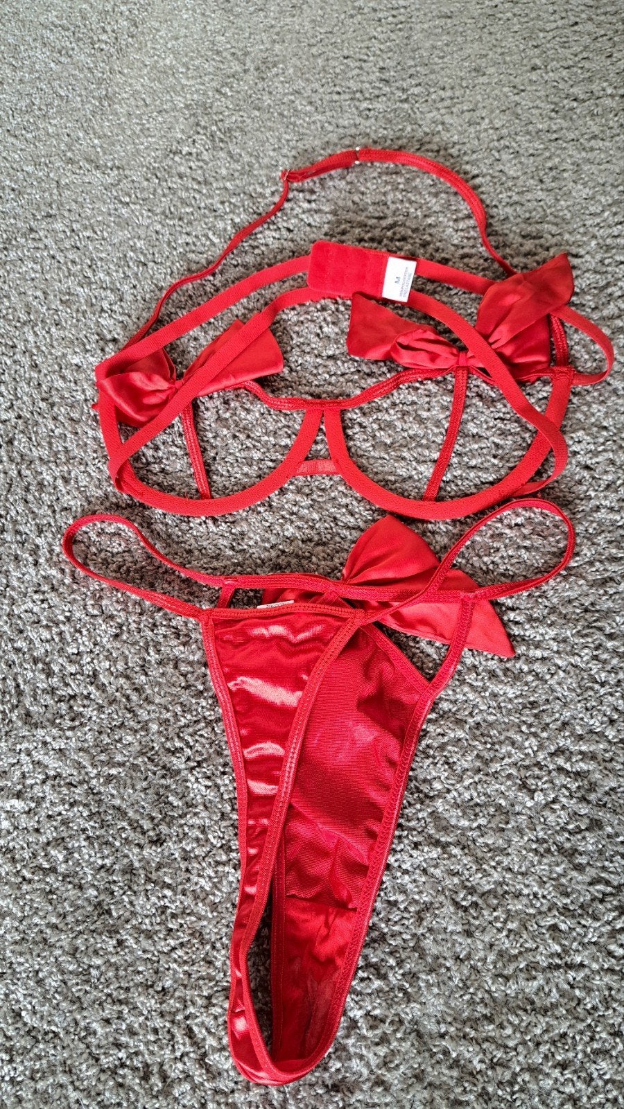 Rood sexy lingerie setje met strikjes, Verzenden, Rood, Setje