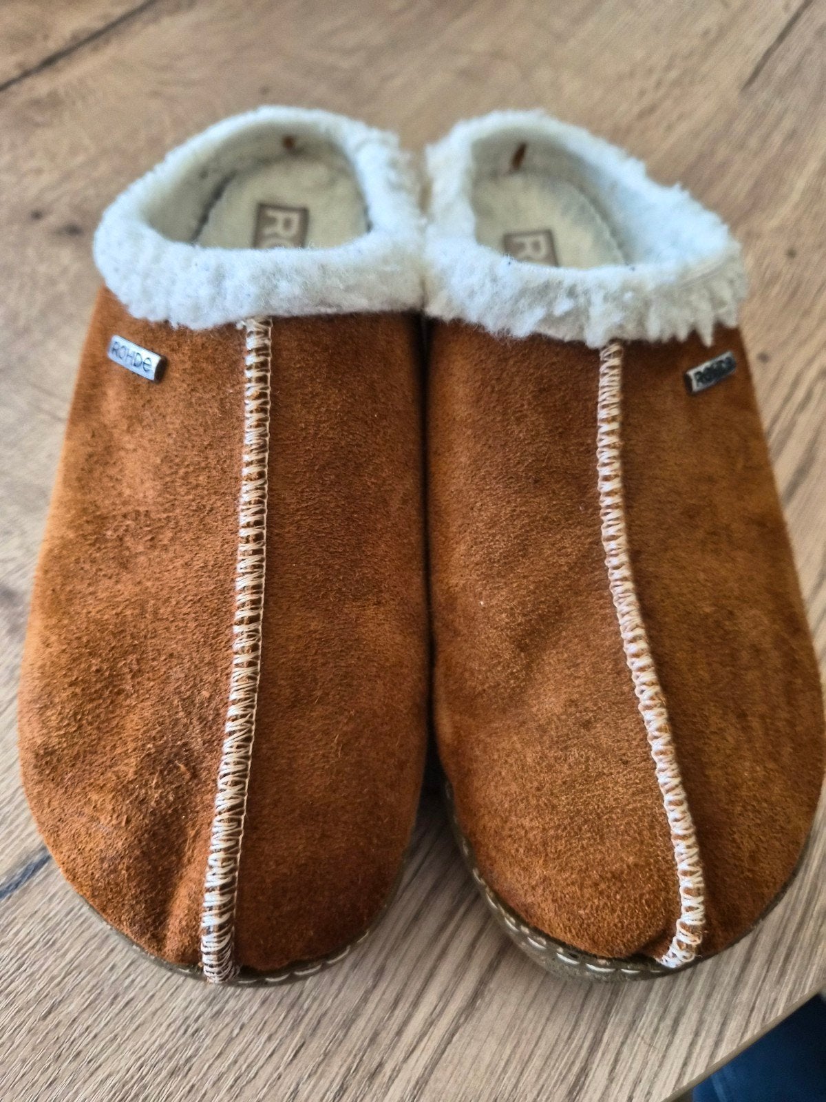 Rohde Foggia D Dames Pantoffels Cognac Maat 37 Z.g.a.n., Ophalen of Verzenden, Zo goed als nieuw, Bruin, Pantoffels of Sloffen