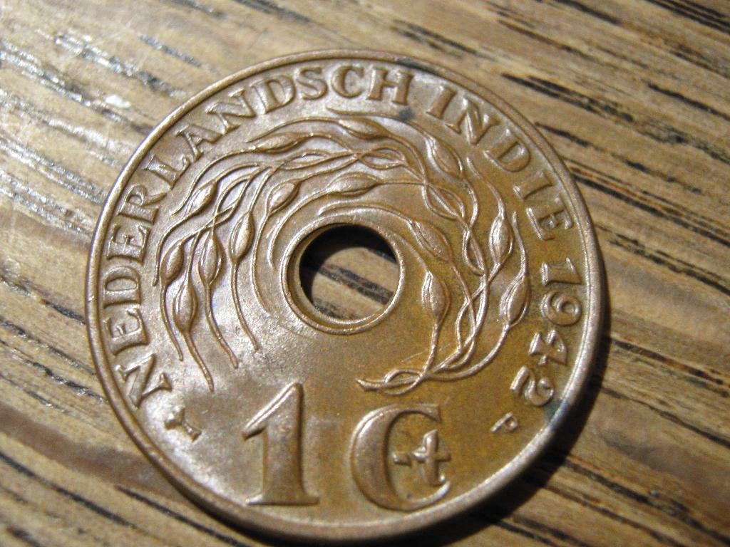 Nederlands Indie 1 Cent 1942p, WW2 #968, Ophalen of Verzenden, Zuidoost-Azië, Losse munt