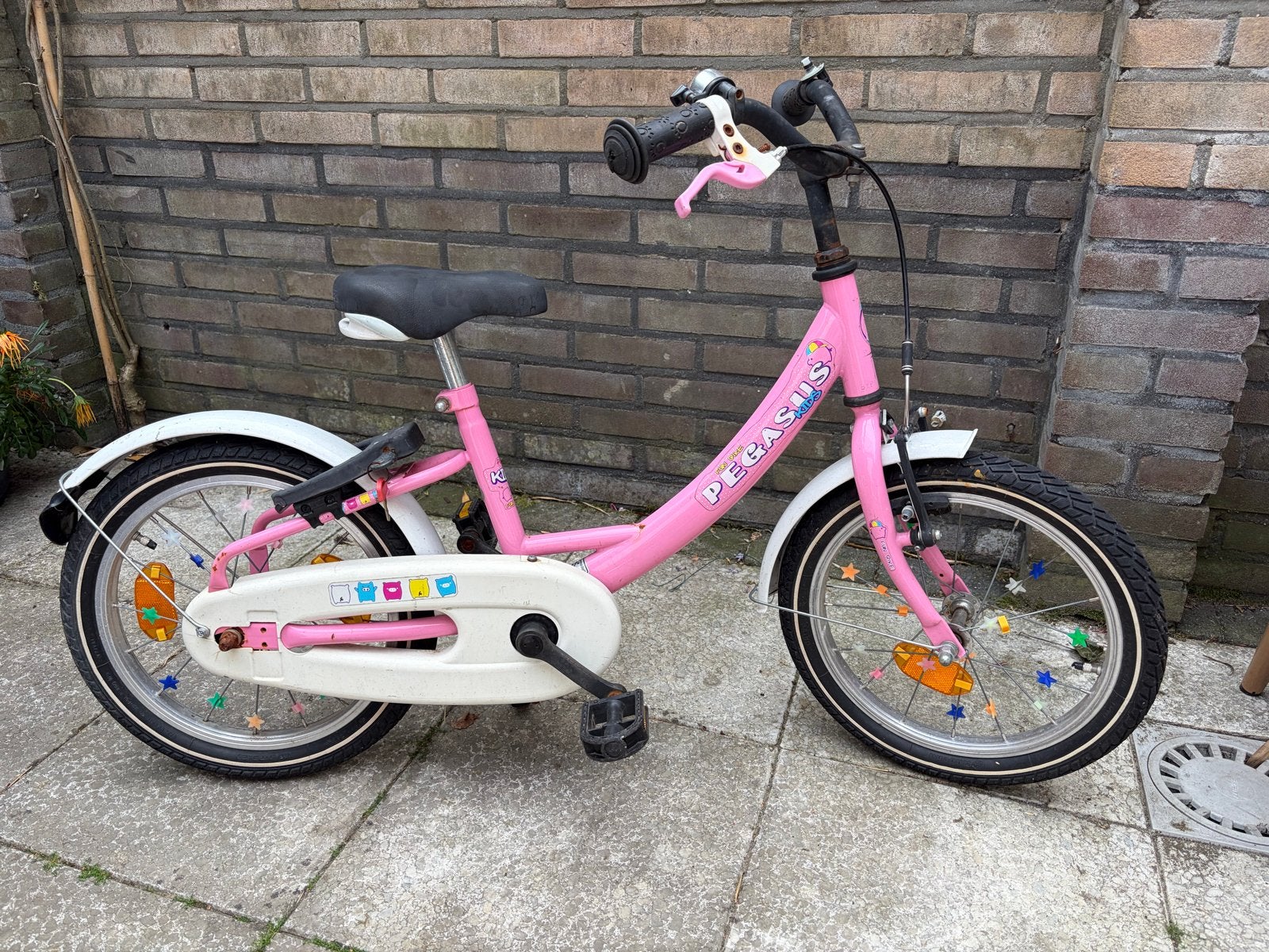 Roze kinderfiets Pegasus 16 inch 4-6 jaar, Ophalen, Gebruikt, Terugtraprem, 16 tot 20 inch