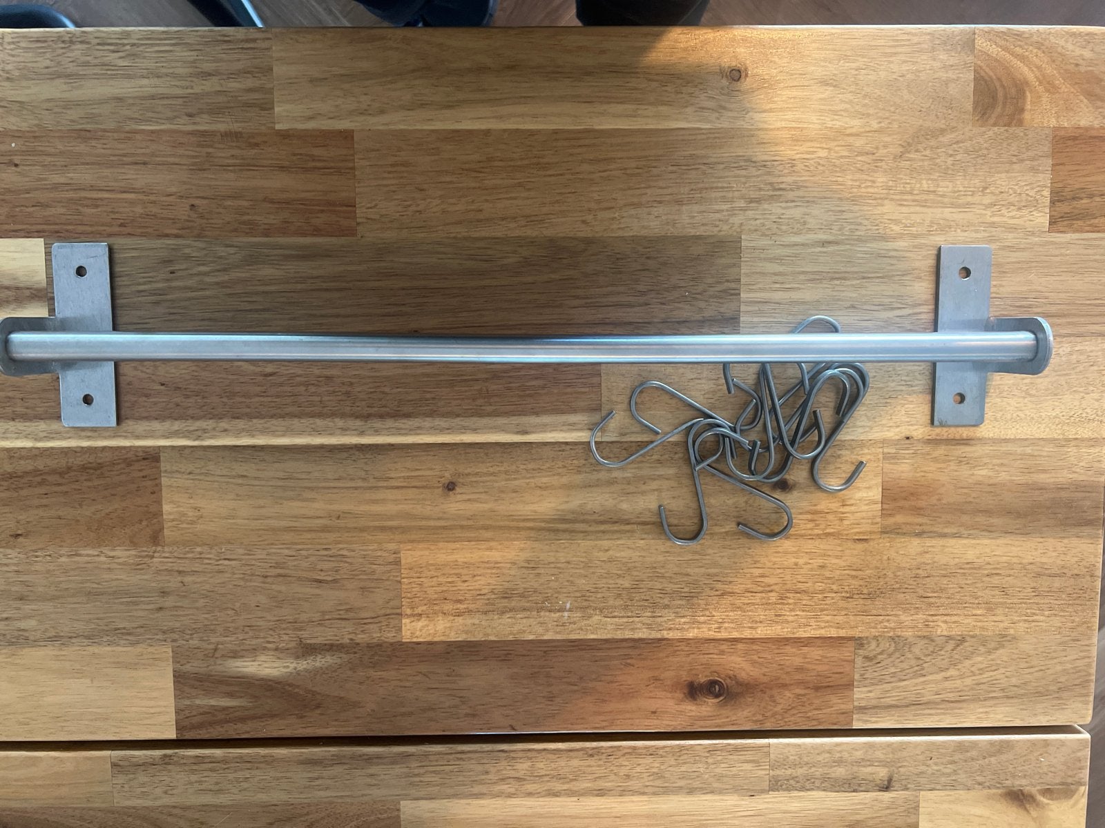 Rvs keukenrek / stang met haken (Kungsfors, IKEA), Overige typen, Zilver, Ophalen of Verzenden, Zo goed als nieuw